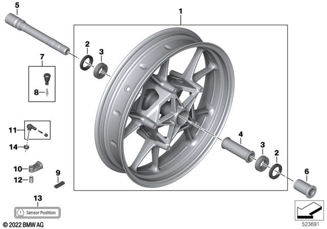 36318556000 - Wheels and Tires: Front Wheel, Black, Lined - 3.5X17 for BMW-Motorrad Image