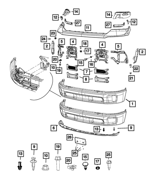 Front Bumper and Fascia for 2019 Ram 1500 Classic #0