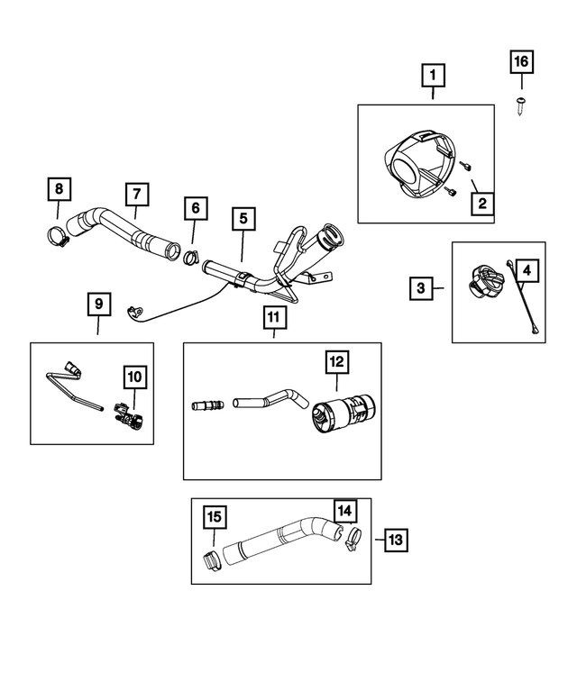 « 68546923AA –  : Recirculation Vapeur Carb Tube pour Mopar Image »