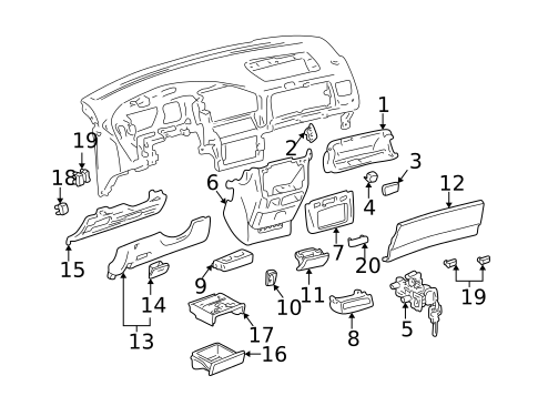 Instrument Panel Components for 1999 Toyota Sienna #0