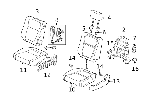 Front Seat Components for 2003 Honda Element #1
