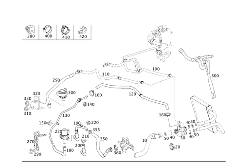 Heating Water Lines for Auxiliary Heater or Heater Booster for 2006 Mercedes-Benz E320 #0