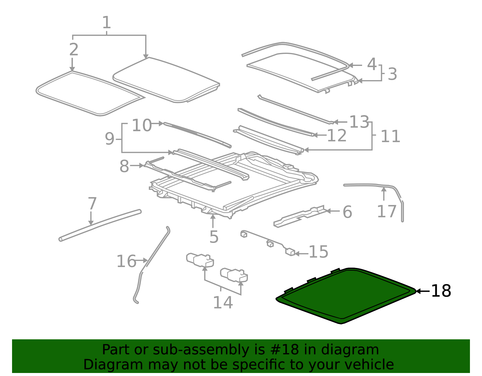2011-2015 Cadillac CTS Ebony Sunroof Panel/Window Garnish Molding ...