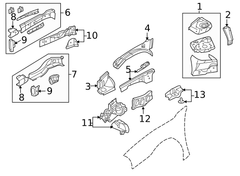 Structural Components & Rails for 2006 Dodge Stratus #0