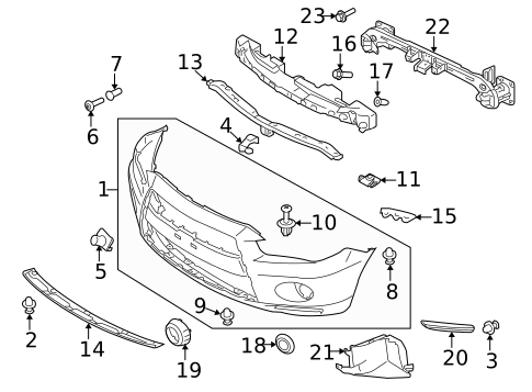 Bumper & Components - Front for 2013 Mitsubishi Outlander #0