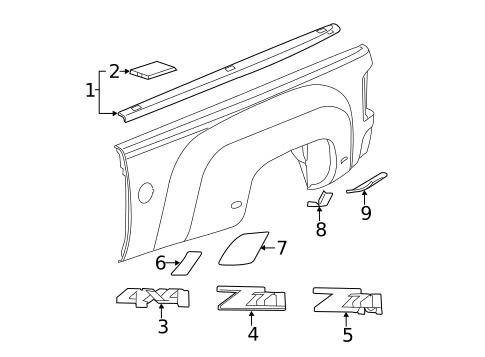 Exterior Trim - Pick UP Box for 2011 Chevrolet Silverado 3500 HD #3