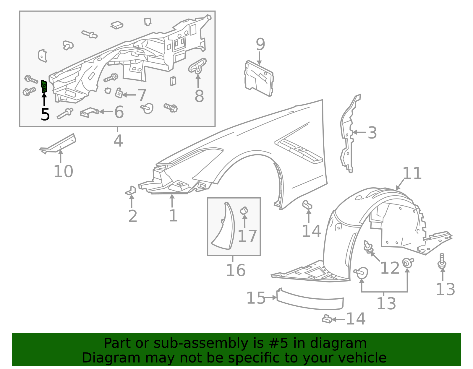 2014-2019 Chevrolet Corvette Front Driver Side Wheelhouse Panel Bracket ...