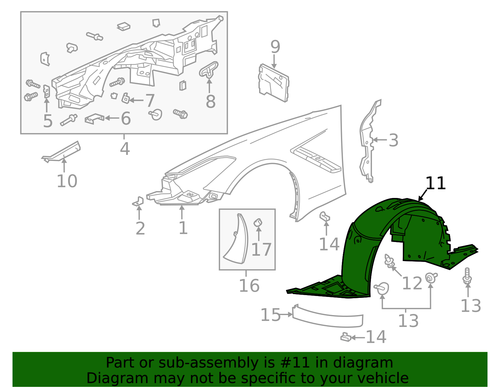 2014-2019 Chevrolet Corvette Fender Liner - Driver's Side (LH