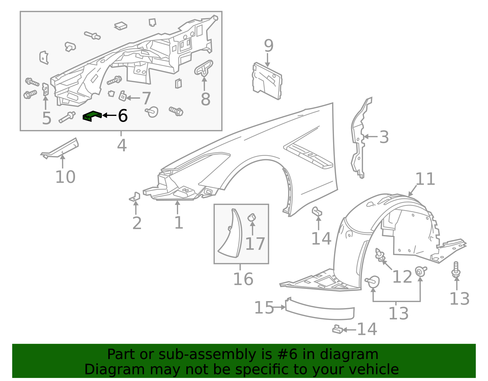 2014-2019 Chevrolet Corvette Wheelhouse Panel Bracket - Passenger Side ...