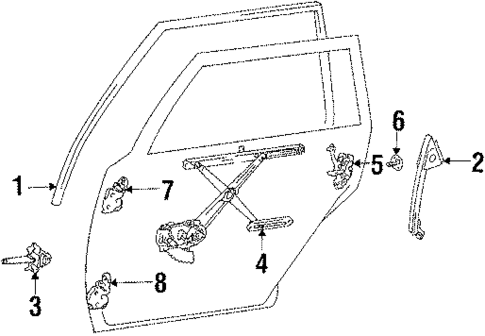 Glass - Rear Door for 1985 Toyota Camry #1
