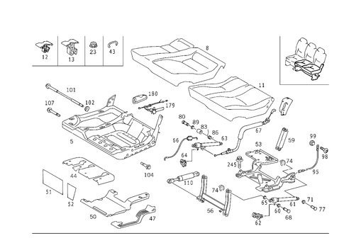 Rear Seat Cushion, Rear Backrest, From Model Year 2000 for 2000 Mercedes-Benz ML320 #0