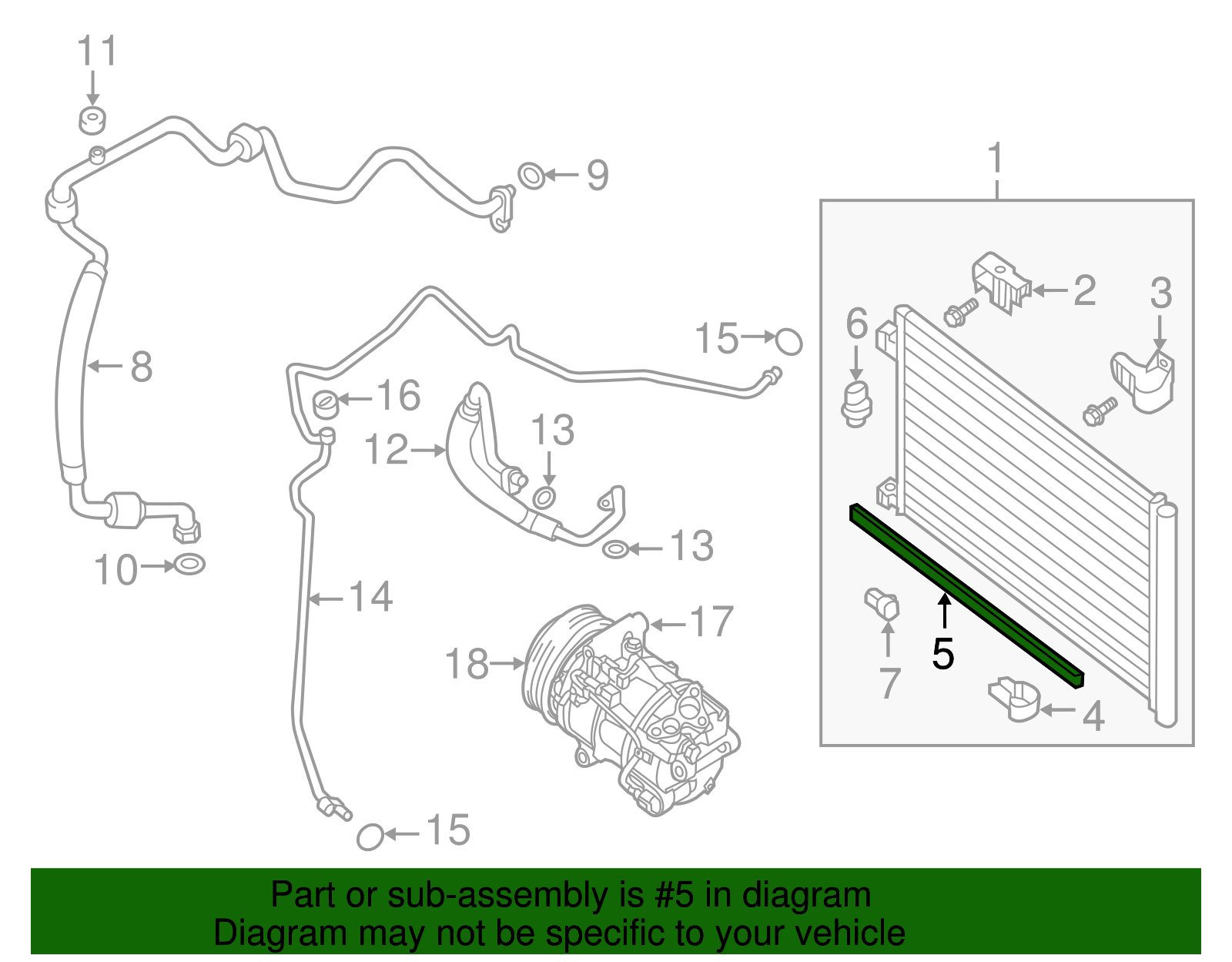 Condenser Assembly Lower Seal - Nissan (92182-3SH0A)