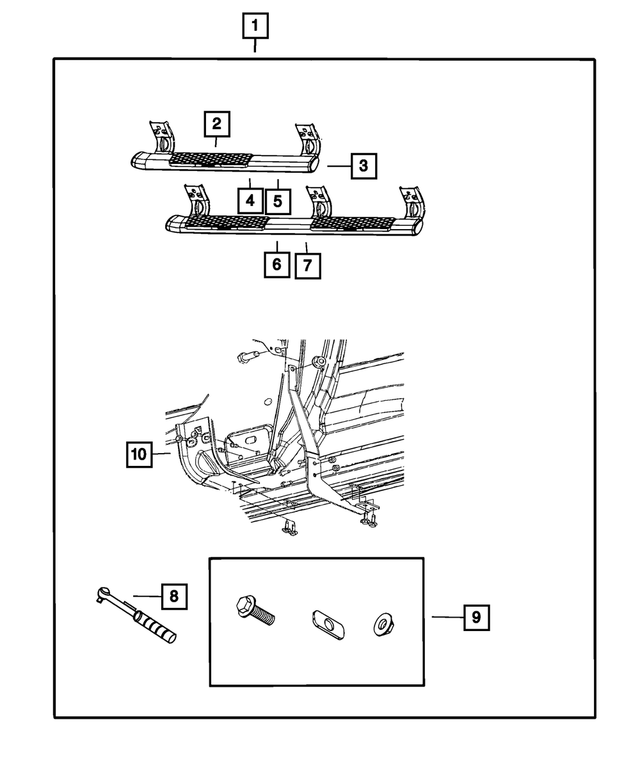 82211496AC - Mopar Accessories - Component Parts: Tubular Side Step Kit for Mopar Image