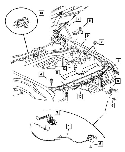 Hood & Hood Release for 2007 Dodge Charger #1