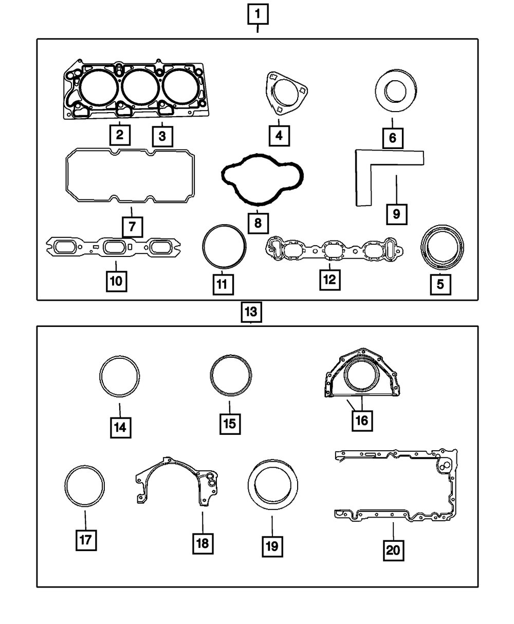 Engine Upper Gasket Package - Mopar (68039267AB)