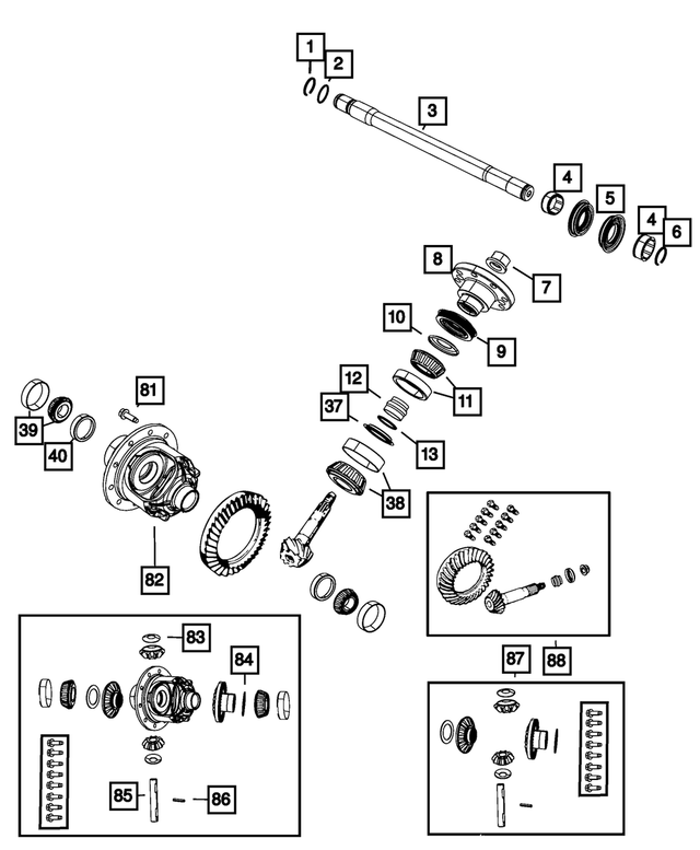 68019327AA - Front Axle; Dana 186 MM; Differential and Drive Line: Axle Shaft Snap Ring, Inboard for Mopar Image