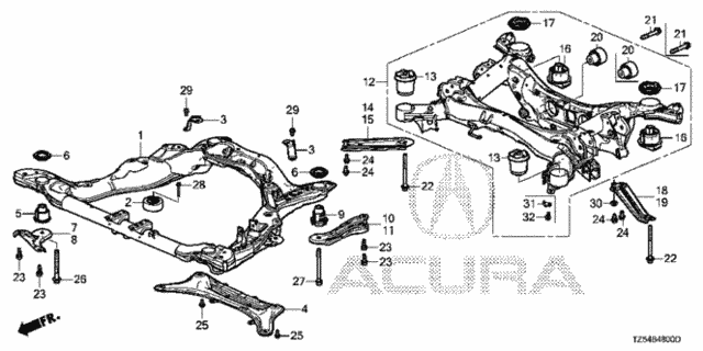 Front Sub Frame - Rear Beam for 2014 Acura MDX #0