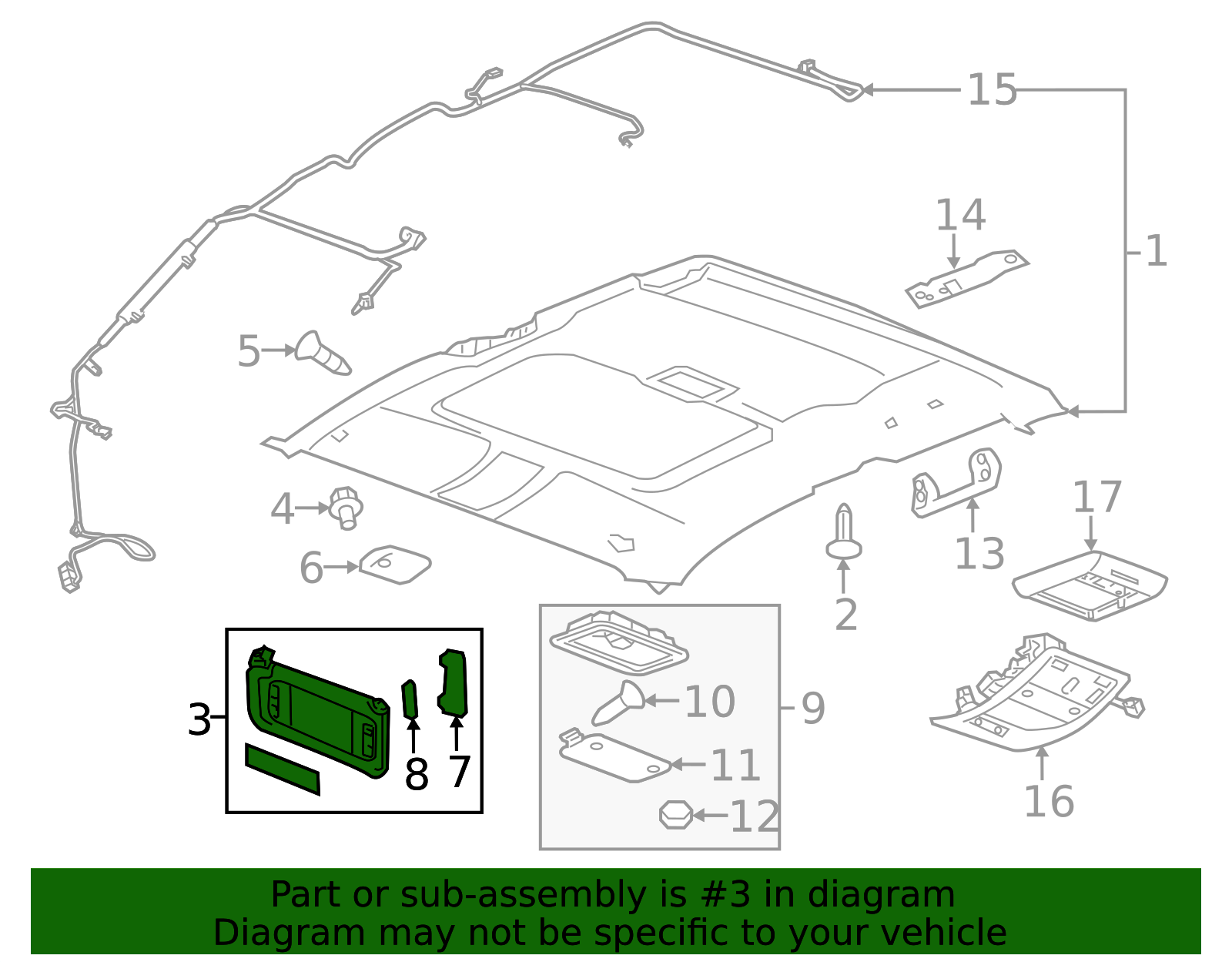 GM OEM Passenger Side Sun Visor – Opal Gray For 08-14 Chevy Silverado 1500-906009