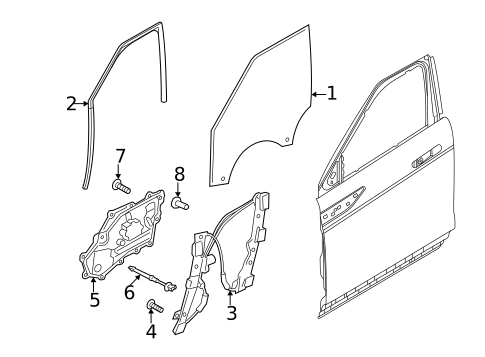 Glass - Front Door for 2021 Land Rover Range Rover Evoque #0