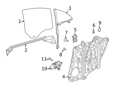 Glass - Rear Door for 2021 Mercedes-Benz CLA45 AMG #0