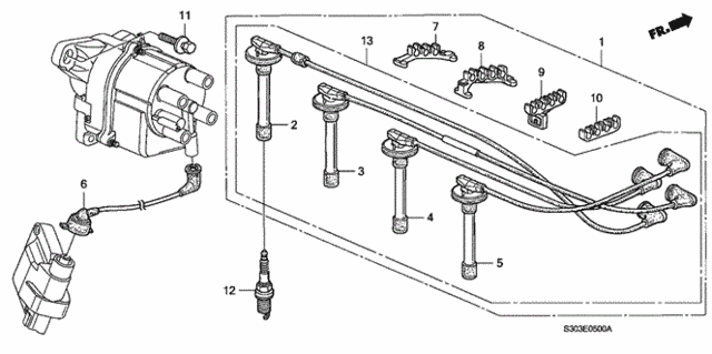 High Tension Cord - Spark Plug for 2000 Honda Prelude #0