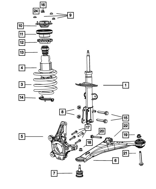 68042864AC - Front Suspension: Suspension Strut for Chrysler: Town &amp; Country | Dodge: Grand Caravan Image