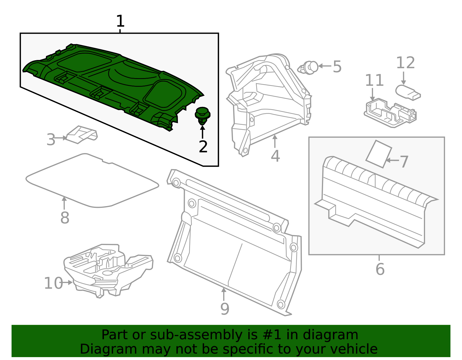 84505-TR2-A01ZA - 2012 Honda Civic - Tray Rear *G69L* (Pale Moss Gray ...