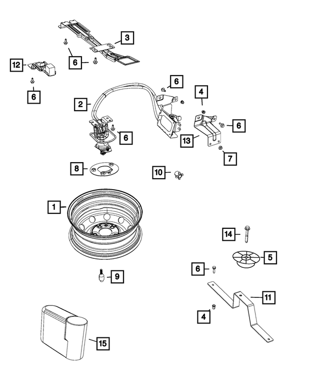 68169692AA - Wheels: Spare Tire Hold Down for Mopar Image image