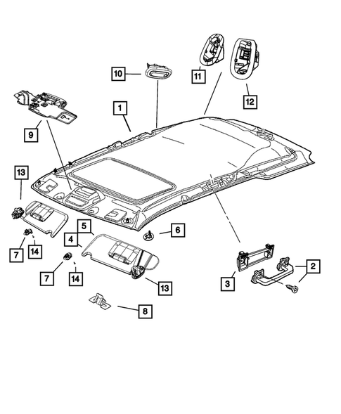 Headliners-Visors-Assist Straps for 2012 Dodge Durango #0
