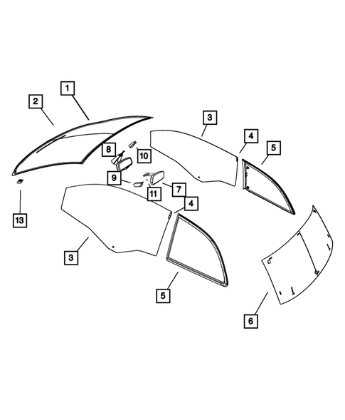 Glass and Interior Rear View Mirror for 2015 Fiat 500 #0