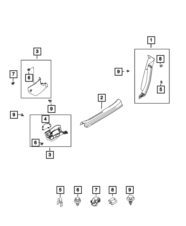 6TV80U0DAA - Interior Trim: Quarter Trim Panel, Left for Mopar Image