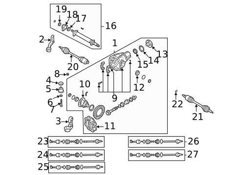 Carrier & Front Axles for 2009 Kia Borrego #0