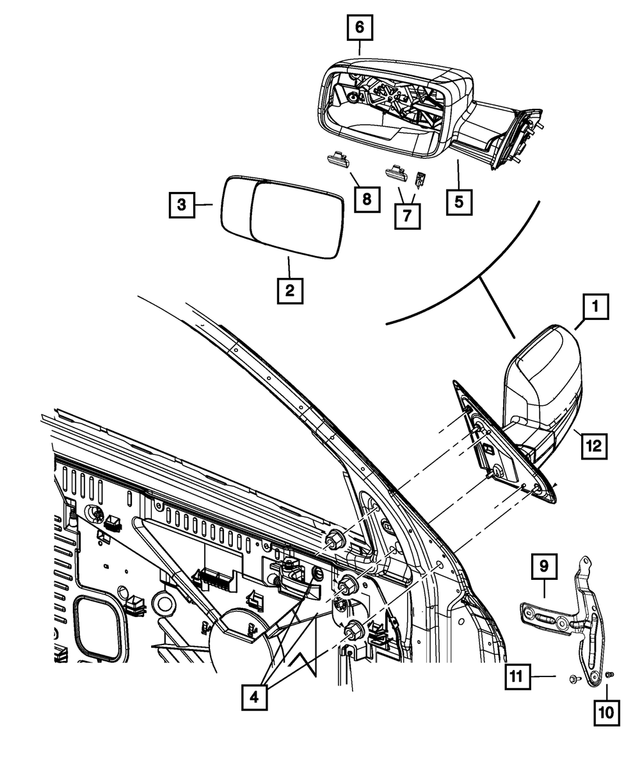 « 6KE871PXAG –  : Extérieur Arrière Retroviseur, Côté Gauche pour Mopar Image »