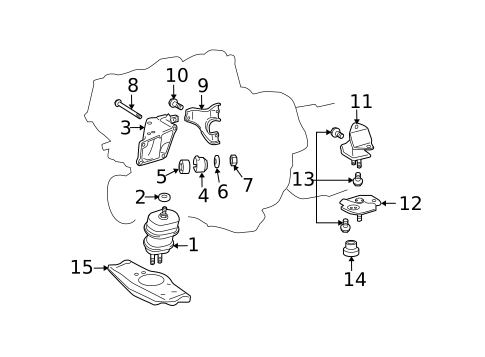 Engine & Trans Mounting for 2012 Lexus LS460 #0