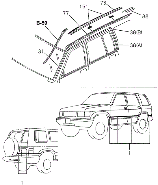 Molding (Side - Roof) for 1997 Acura SLX #0