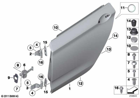 Door, Rear for 2011 BMW 535i #0