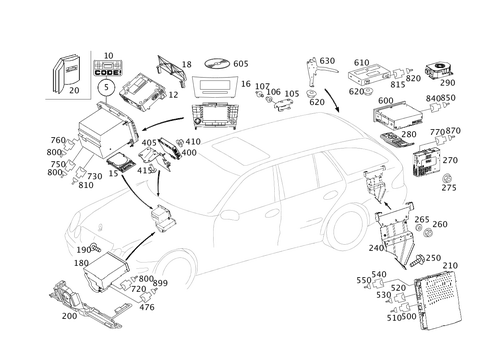 Radio, Remote Control, Amplifier and CD Player for 1994 Mercedes-Benz E320 #0