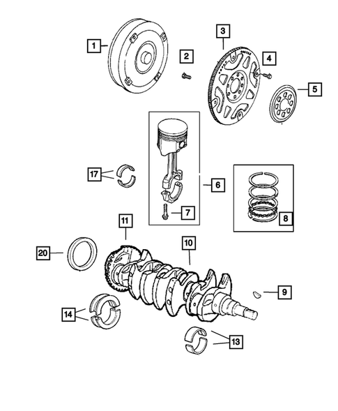Crankshaft, Piston, and Drive Plate for 2003 Chrysler PT Cruiser #0