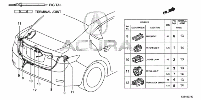 Electrical Connectors (RR.) for 2013 Acura ILX #0