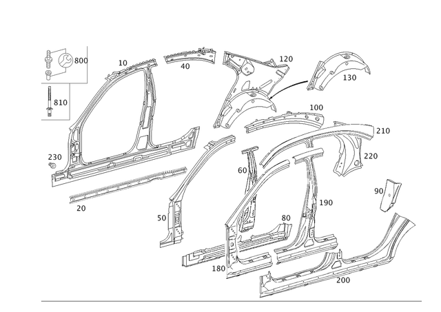 2116360816 - Side Panels: Reinforcement for Mercedes-Benz: CLS500, CLS55 AMG, CLS550, CLS63 AMG, E320, E500, E55 AMG Image image
