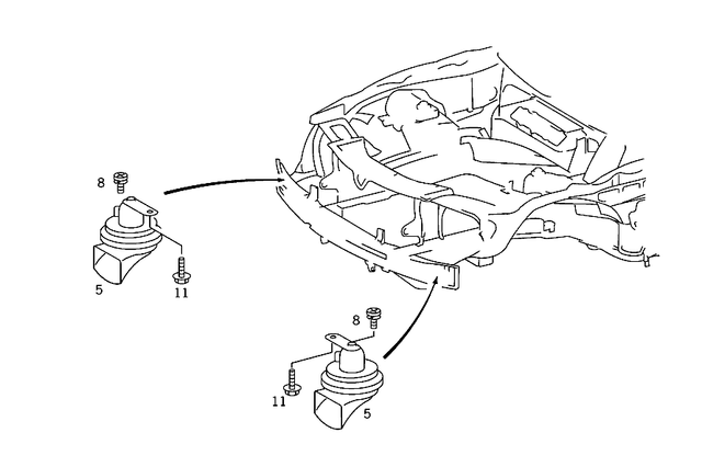 45421220 - Electrical Equipment and Instruments: Horn for Mercedes-Benz: 300SD, 400SE, 400SEL, 500SEC, 500SEL, 600SEL, S420 Image image