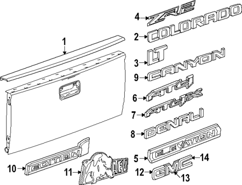 Exterior Trim - Tail Gate for 2023 Chevrolet Colorado #0
