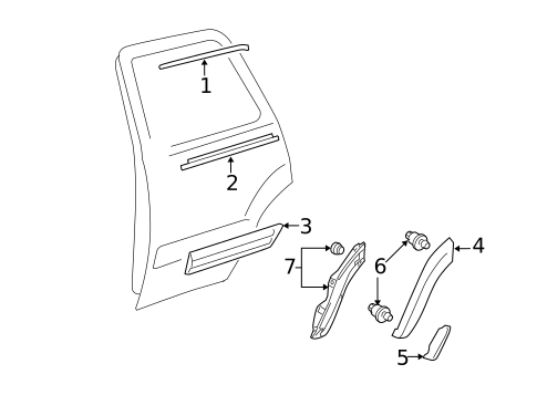 Exterior Trim - Rear Door for 2006 Toyota Sequoia #0