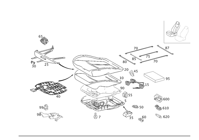 2119120022 - Driver Seat: Cushion Frame for Mercedes-Benz Image image