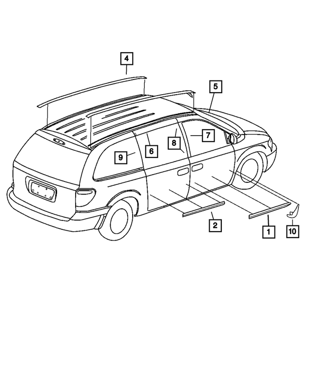 RT30BD1AB - Exterior Ornamentation: Sliding Door Molding, Right for Mopar Image