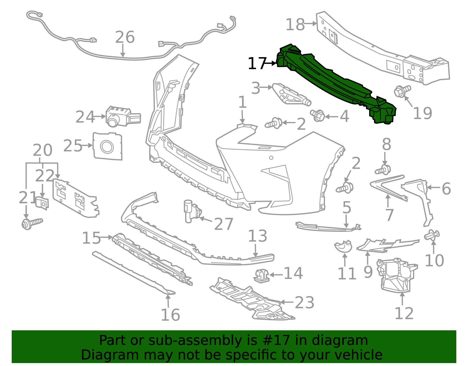 52611-0E110 - Bumper Impact Absorber For 2016-2019 Lexus | Lexus OE Parts