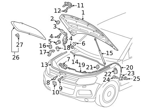 Hood & Components for 2017 Volkswagen Touareg #0