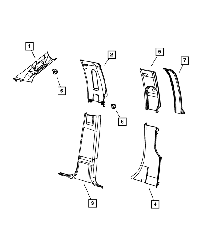 1DX57DK2AB - Interior Trim: B Pillar Lower Trim Panel, Left for Mopar Image