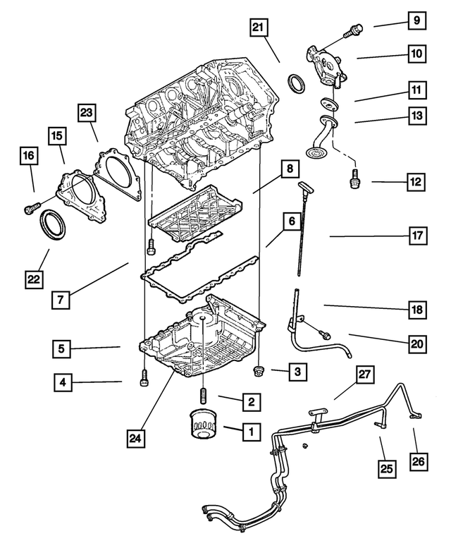 4663999AC - Engine 2.7L Six Cylinder: Windage Tray for Mopar Image