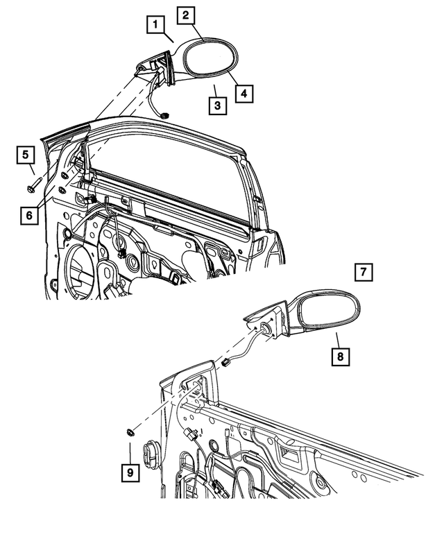 4805312AF - Doors and Related Parts: Outside Rearview Mirror, Right for Mopar Image